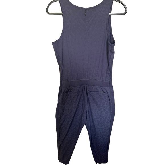 Athleta Brooklyn Jumpsuit Textured Leopard Print Sleeveless Purple Blue Size 6 - Picture 6 of 11